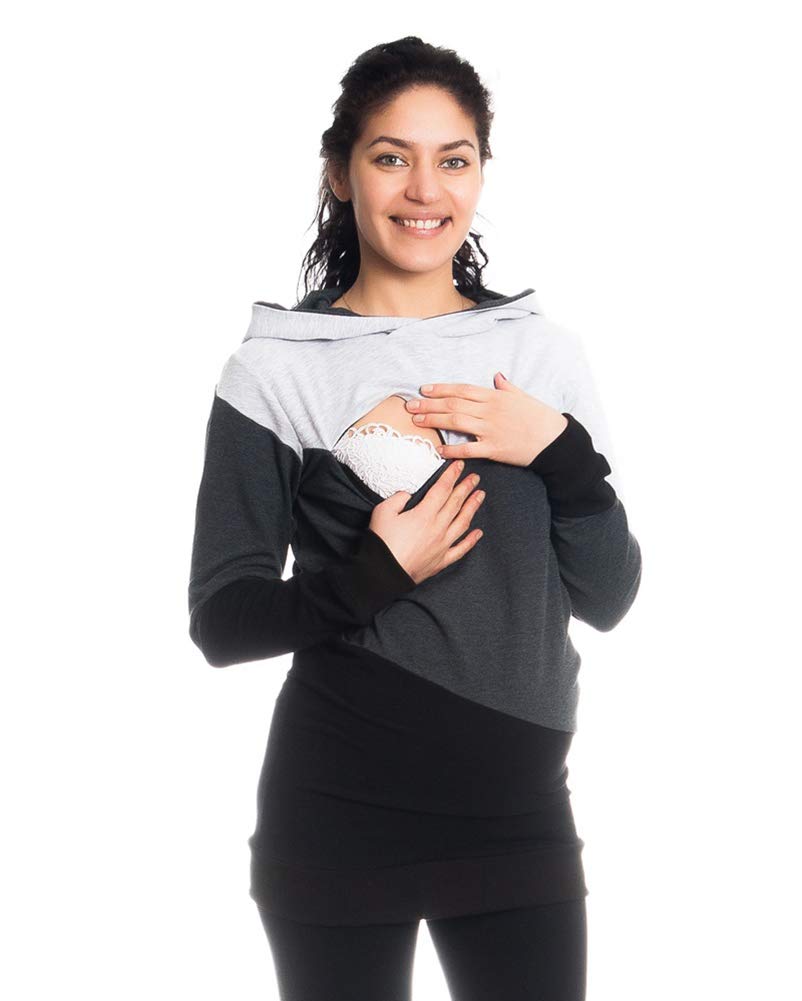 MijaCulture 2 en 1 Sudadera Jersey de Maternidad y Lactancia Tiffany 9094