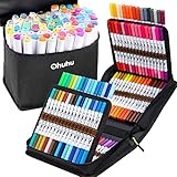 Ohuhu 100 Colors Coloring Marker Dual Tips (Brush tip & Fine tip) + 80 Unique Colors Alcohol Based...