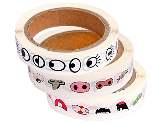 YTanazing 3rolls Assorted 3000pcs Colorful Eye Nose Mouth Mini Stickers for Children School Classroom Crafts Projects, Cute Sticker Self Adhesive Stickers for Handmade Crafts, Toys and Home Decoration