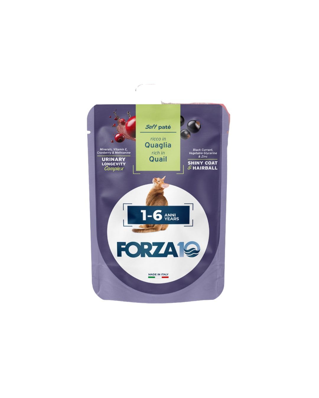 Forza 10 - Alimento completo para gatos adultos de todos los tamaños y razas en paté, para gatos adultos de todos los tamaños y razas en paté, para gatos adultos | 12 sobres de 80 gramos cada una.