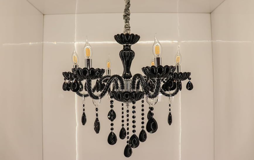 Image of Luxury Modern K9 Crystal Chandelier Lighting Fixture | Italian Style 6-Light Crystal Chandelier Ceiling Light for Living Room, (Antique Black)