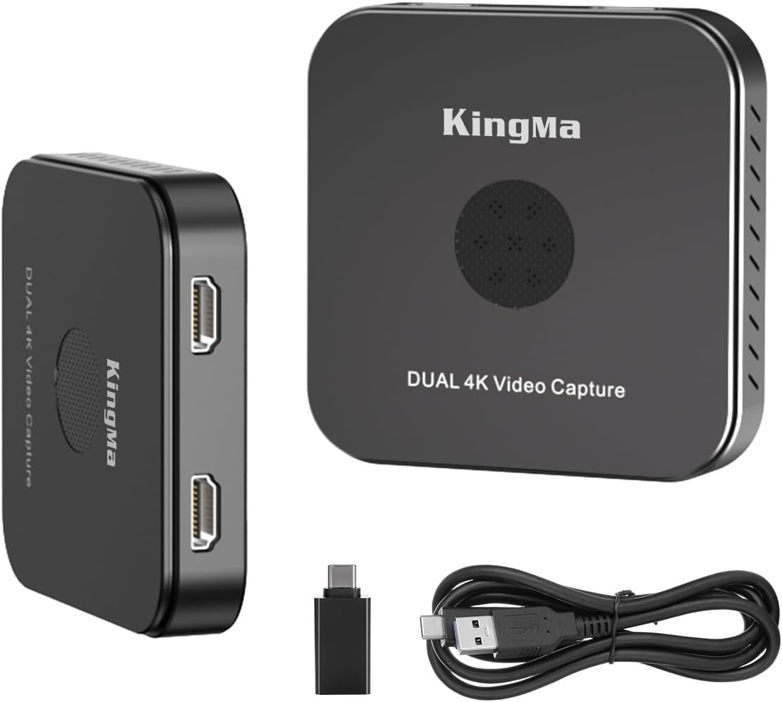 King Ma 4K/30Hz Video Capture Card, Dual-Site HDMI Capture Card with USB3.0 HD Video Capture Device with Low Latency & No Lag for OBS/VMIX/Mshow/Resolume Live Streaming