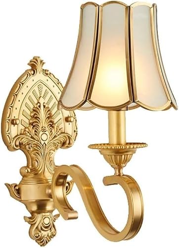 HPTHLY Mid Century Luxury Wall Sconces Gold Brass Wall Lamp With Glass Shade E14/E12 Sockets Wall Light For Bedroom Living Room Hallway