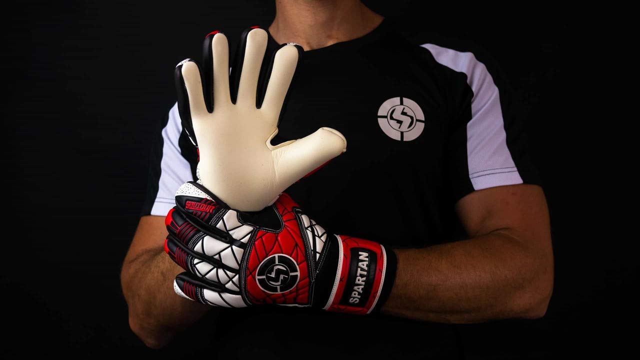 SAVIOUR, guanti da calcio per bambini, uomini e donne, super protettivi con forte presa, per allenamento e partita, interni ed esterni, Rosso, 7