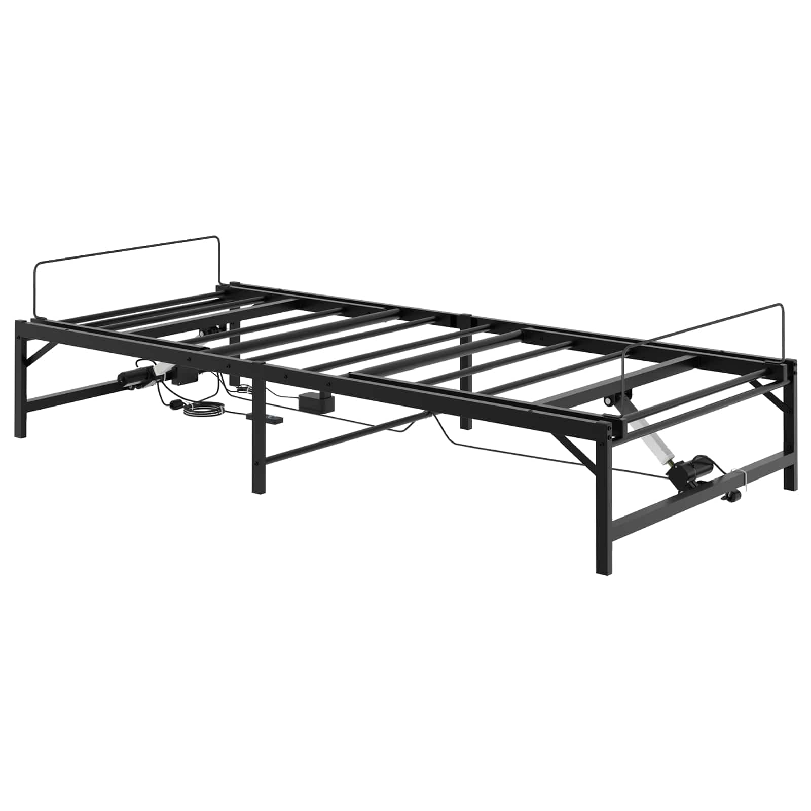 ACAGALA Telaio per letto elettrico, 75 x 190 cm, rete a doghe regolabile elettricamente con testa e piedi, motore per letto singolo in acciaio con telecomando, senza materasso, nero