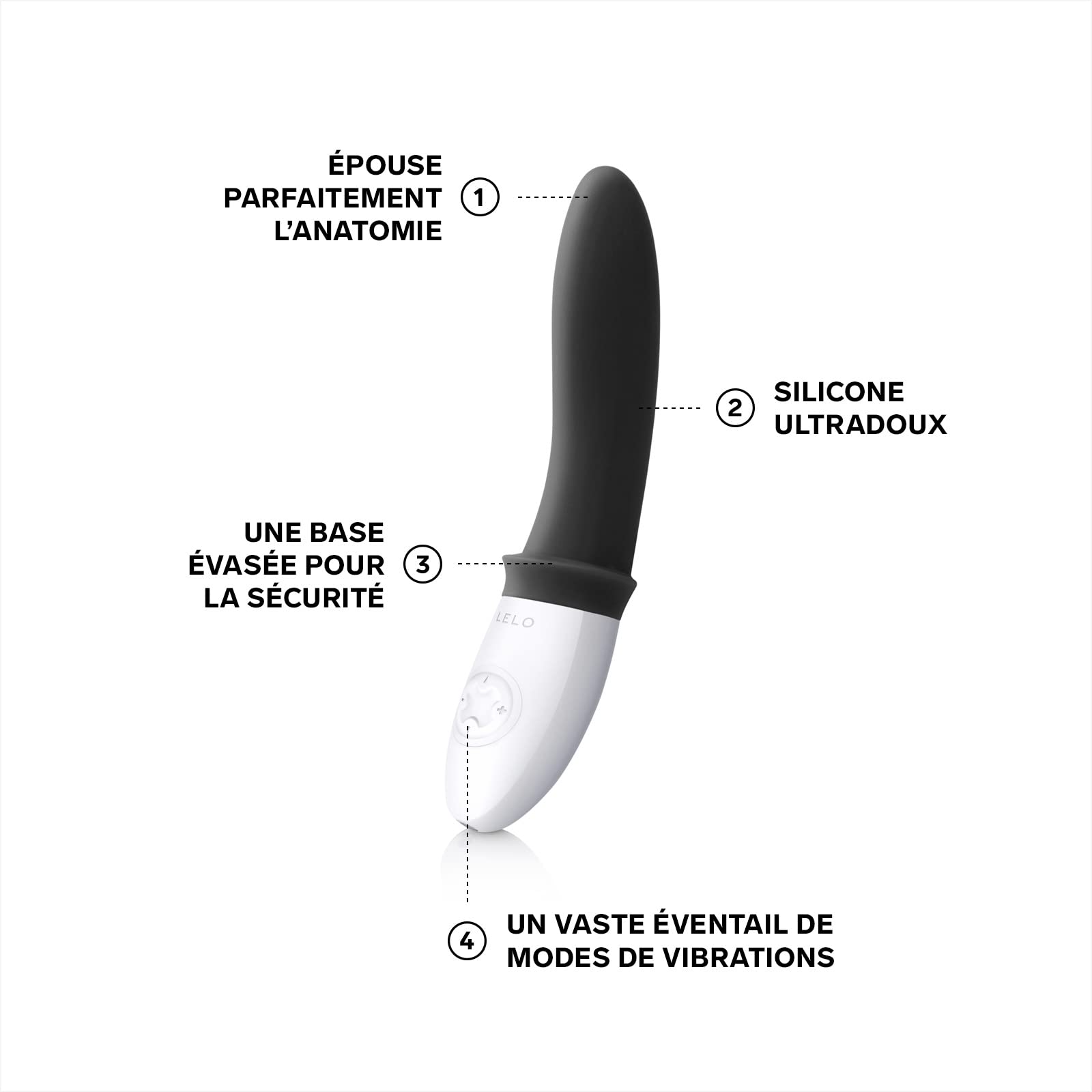 LELO BILLY 2 Stimulateur de Prostate, Plug Homme Doté de 8 Modes de Plaisir, Plug pour Homme Doux et Rechargeable, Plug Anal Homme, Plug Anal Vibrant, Stimulateur de Prostate, Black