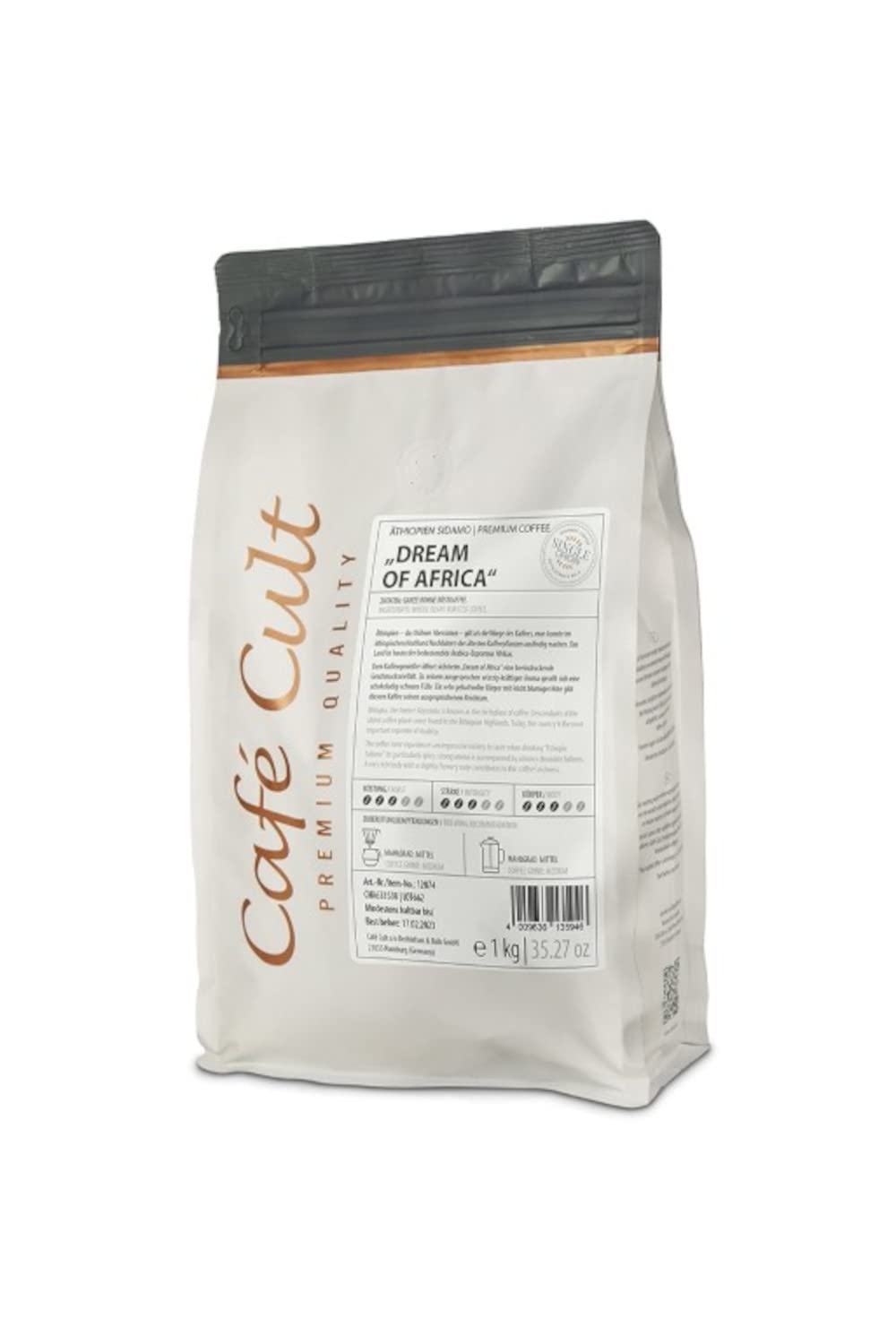 Etipien Sidamo Gourmet kawa "Dream of Africa" cała fasola Café Cult, 1 kg