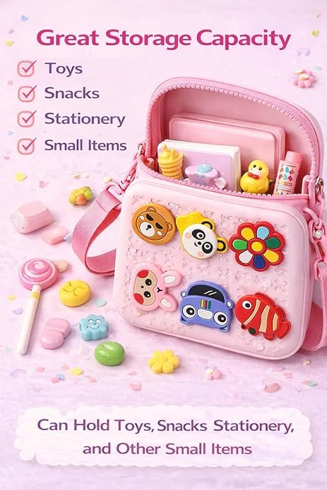 Image of Brand Conquer Cartoon Soft Silicone Crossbody Bag for Kids - Waterproof Anti-Fall Shoulder Purse with Adjustable Strap | Cute Animal Design Lightweight Handbag for Girls (Cartoon Design bag)