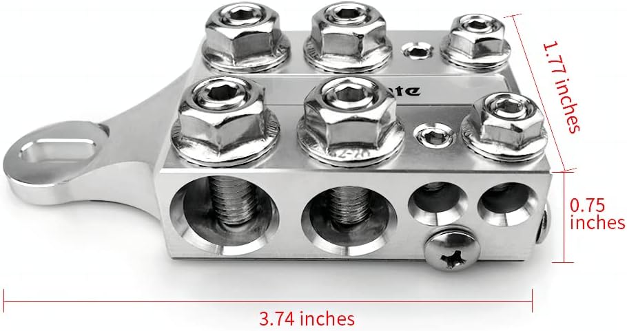 Vgate 20-Way Battery Terminal Connector, Multi-Size Hole Holder, 8AWG up to 4/0(XL) AWG Gauge, for Lithium or AGM Lead Acid Battery with Bolt Down Ends or Threaded Studs, M6 or 1/4”-20