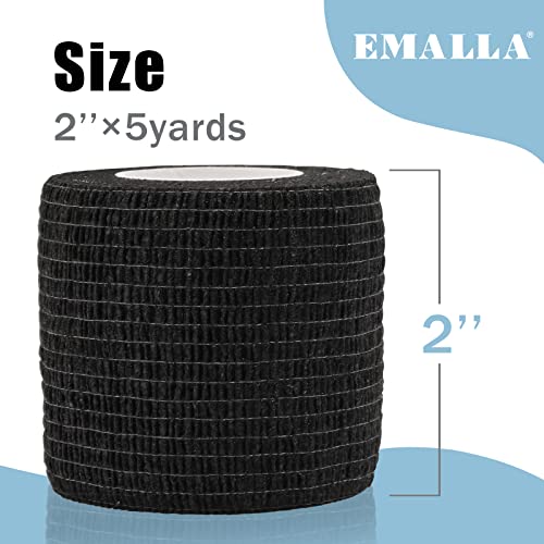 EMALLA Tattoo Grip Cover Wrap 6rolls Disposable Tattoo Machine Wrap Tape 5cm x 4.5m Bandage Roll Elastic Sports Accessories Supplies (Black) - Image 2