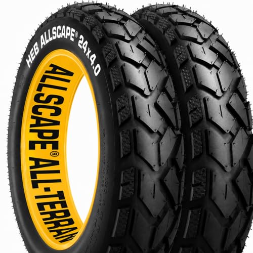 HEB ALLSCAPE 24x4 inch E-Bike Fat Tire,Puncture Resistant Heavy Duty for MTB, All Terrain and Trail Riding High-Density Construction for Durability & Control, U.S.-Based Company