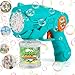 Produktbild ZWOOS Seifenblasenpistole Elektrische, Seifenblasenmaschine Kinder mit 110ml Seifenblasenlösung, Bubble-Pistole aufladbar, Bubble Gun für Geburtstag/Party/Hochzeit(Blau)