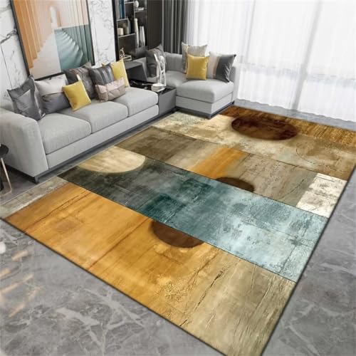 Tapis extérieur lavable et résistant jaune motif rectangle pour déco cuisine et salon - 2