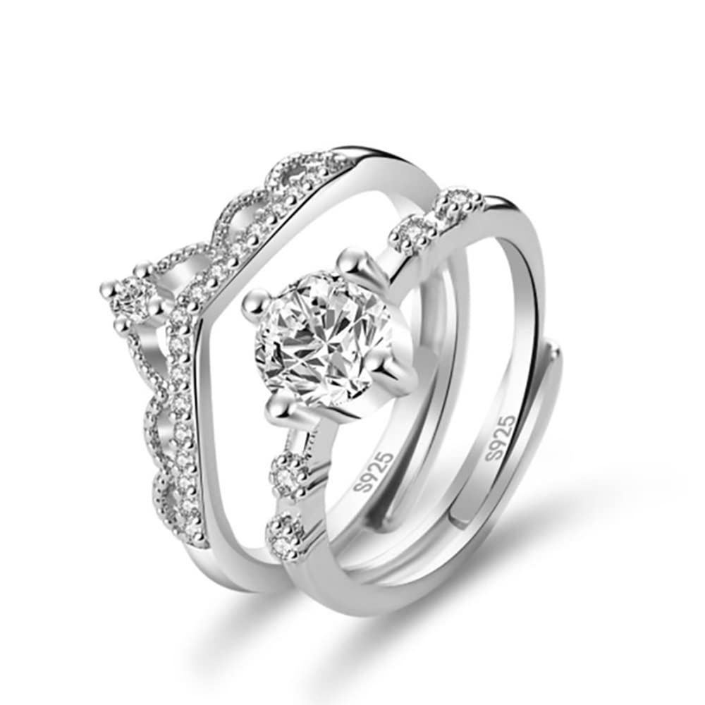 24 JOYASPareja de Anillos Corona de Brillantes dorados y plateados - Alianzas de compromiso y amor respeto y libertad para mujer