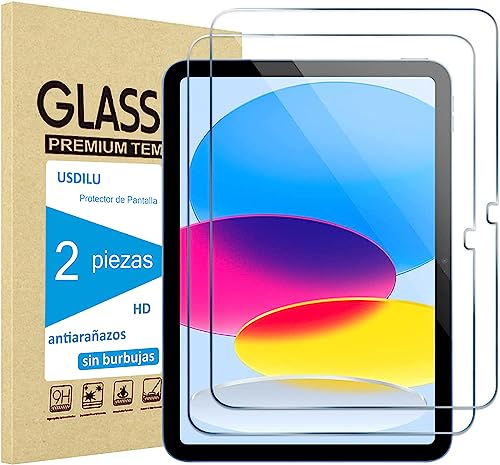 USDILU 2x Protector de Pantalla para iPad A16 11 Pulgadas 2025 y para iPad 10 generación 10.9 Pulgadas 2022 Mica de Cristal Vidrio Templado Screen Protector