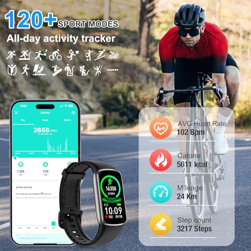 Image of Fitness Tracker with 24 /7 Heart Rate Blood Oxygen Sleep Monitor, 1.47'' HD Screen Activity Trackers, 123 Sports Modes Smart Watch, Step Counter Calories Pedometer for Women Men
