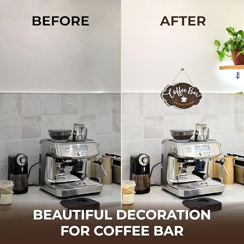 Image of Woodamore Small Coffee Bar Sign For Wall - Vintage Coffee Sign Decor For Bar Accessories, Wood Farmhouse Cafe Signs Rustic Kitchen Decor