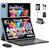 Tablette 11 Pouces avec Gemini AI, Tablettes Android 16 avec Coque, Souris & Clavier, Octa Core, 24 GO RAM + 256 GO ROM + 2 TO TF, 1920x1200 Écran HD, 90 Hz, Caméra Double 8MP + 13MP, 8000 mAh (Bleu)