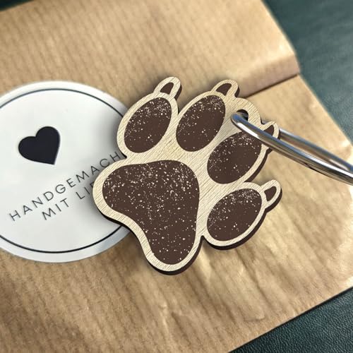 Hundepfote Schlüsselanhänger handgemacht aus Holz, Glücksbringer, Pfote, Hund Glücksbringer, Hund Geschenk, Hundebesitzer, Hundepfote im Herz