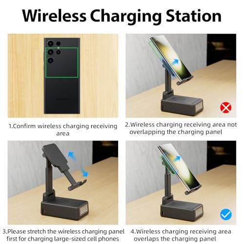 Lartedaux 4 In 1 Bluetooth 5.3 Wireless Speaker With Adjustable Phone Stand Wireless Charging Station, Digital Alarm Clock & Portable Speaker Support Usb Drive thumb #4