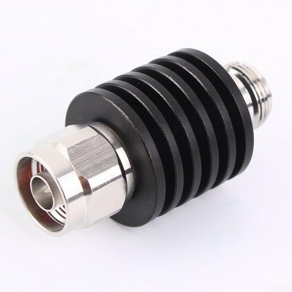 Zoegneer Attenuatore coassiale circolare RF tipo N, 10 W, da maschio a femmina, CC 3 GHz, 50 Ohm, in acciaio inox, per apparecchiature di comunicazione a microonde (15DN)