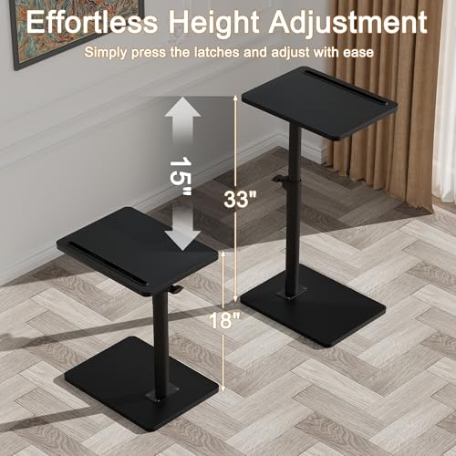 Image of YUHFERA Sofa Armrest Tray Table for Couch - 360 Swivel Height Adjustable End for Small Spaces, Snack Side Table for Bed or Chair with Phone & Tablet Slot (Black,Standard)