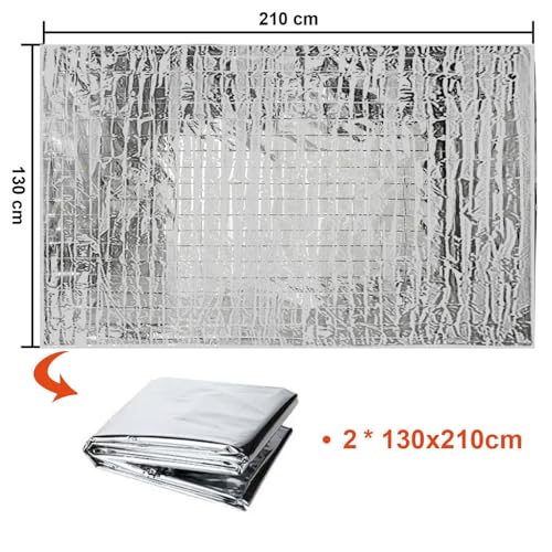 Image of Emergency Poncho with Mylar Lined Hood, Reflective, Thickened Double Sided, 90% Heat Retention, Orange, Ultralight Outdoor Survival Blanket for Men, Women, Adults, Camping, Hiking