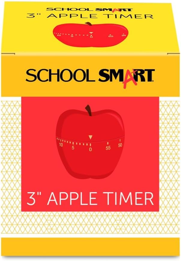 School Smart Apple Shaped Timer with Bell, 60 Minutes - 084083