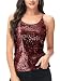 Anna-Kaci Womens Sequin Spaghetti Strap Crop Camisole Tank Top, Matte or Shiny