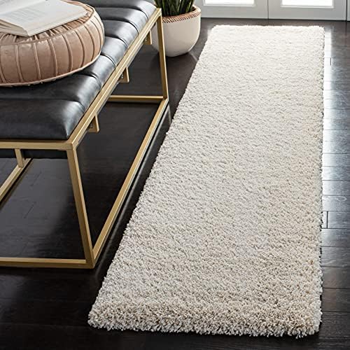 SAFAVIEH Milan Shag Collection Runner Rug - 2' x 6', Ivory, Solid Design, Non-Shedding & Easy Care, 2-inch Thick Ideal for High Traffic Areas in Living Room, Bedroom (SG180-1212)