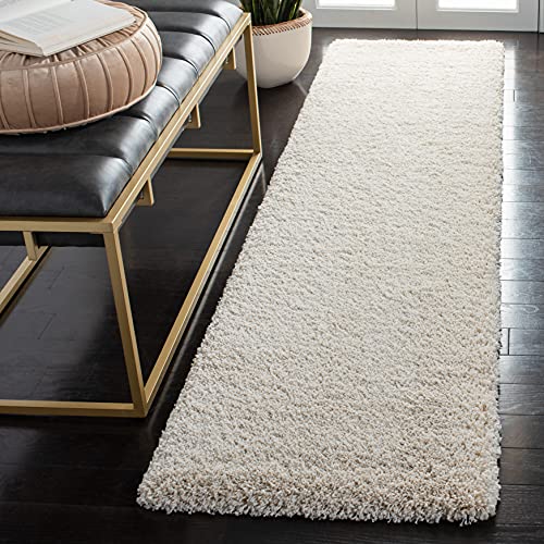 SAFAVIEH Milan Shag Collection Runner Rug - 2' x 12', Ivory, Solid Design, Non-Shedding & Easy Care, 2-inch Thick Ideal for High Traffic Areas in Living Room, Bedroom (SG180-1212)
