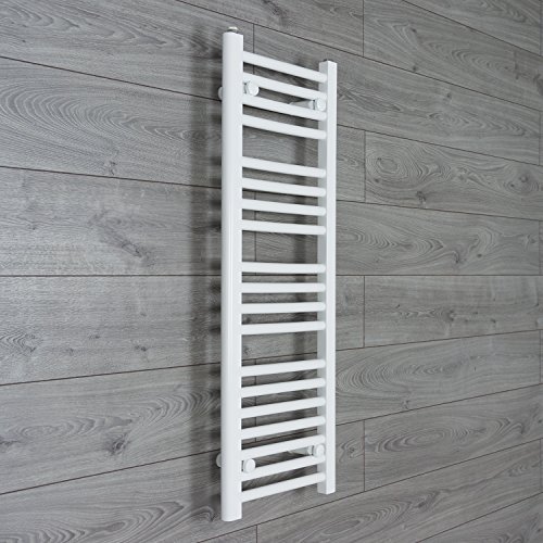 companyblue 300mm wide x 1000mm high Heated Towel Rail Straight Flat White Bathroom Warmer Radiator Rack Central Heating