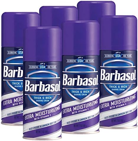 Barbasol Extra Moisturizing Thick and Rich Shaving Cream, 7 Ounce, Pack of 6