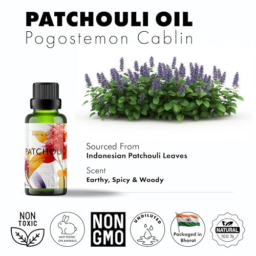 Image of Esslux Patchouli Essential Oil Improves Appearance of Dry Skin - 100% Pure, Therapeutic Grade - Used for Aromatherapy, Stress Relief & Sleep - 90 ML