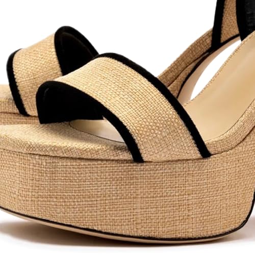 miss left Women Stylish Open Toe Platform Sandals Ankle Strap Backless Chunky High Heels Summer Party Club Date Dance Shoes Size 4-16 US4