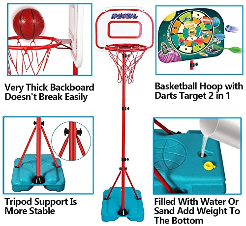 Kids Basketball Hoop - Adjustable Height 2.9Ft-6.2Ft Toddler Basketball Hoop For Kids, Kids Basketball Goal Indoor & Outdoor Toys Backyard Outside Toys For Boys Age 3 4 5 6 7 8 Years Gift #TOP1