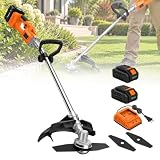 Decespugliatore a Batteria 21 V, Tagliabordi con 2 Batterie da 6 Ah