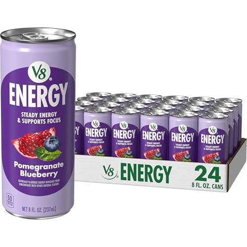 V8 Energy Pomegranate Blueberry Energy Drink, 8 fl oz Can (24 Pack)