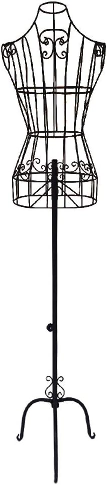 Female Black Metal Adjustable Height Wire Frame Mannequin Dress Form Display Stand Clothing Designers ，B