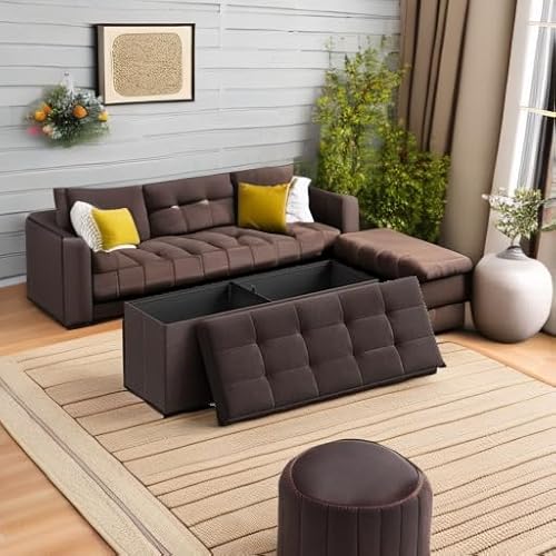 image for SONGMICS MAZIE Collection - 43 Inches Folding Storage Ottoman Bench, O