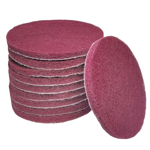 Tonmp 10 Pcs 5 Inch 400 Grits Multipurpose Scrubber Scouring Pads Flocking Scuff Pads -Hoop And Loop Scuff Pads Conditioning Discs Polishing Pad For Furniture Automotive Cleaning, Rust Removal