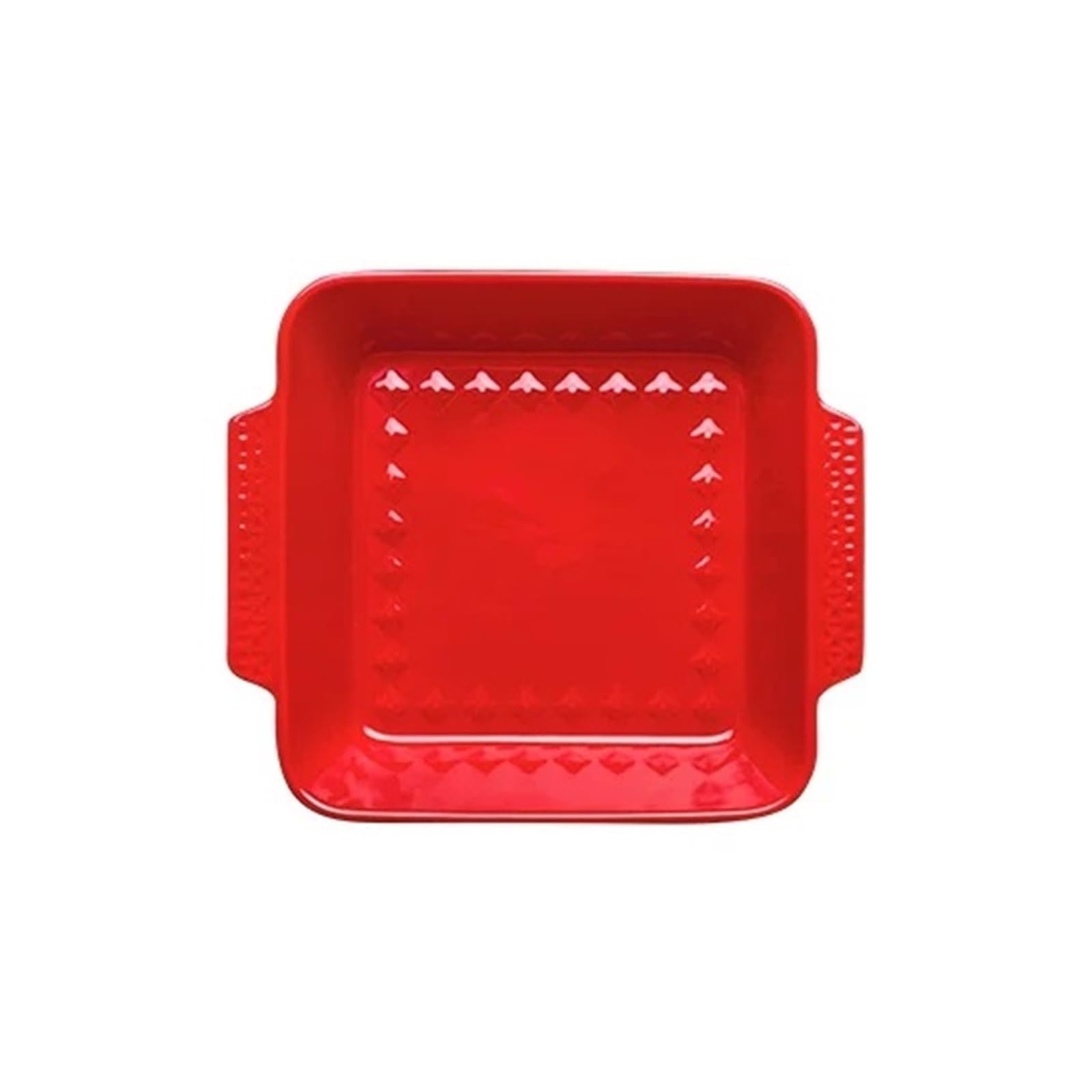 Plato Lasaña Fuente for hornear rectangular de cerámica con asas para Horno(Red,Medio)