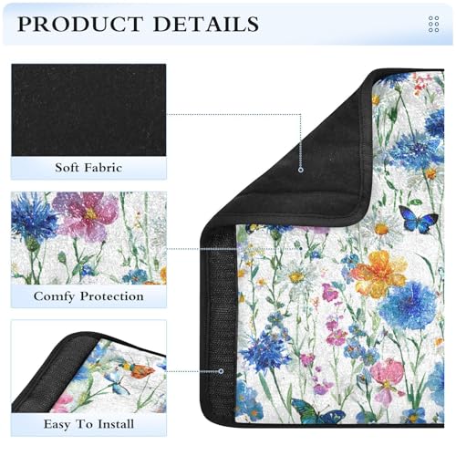 Image of 2 Pack Seatbelt Covers Seat Belt Cover Pad for Adults Boys Girls Car Seat Strap Covers Pads Cushion Universal Shoulder Strap Pad Protector for Backpack Camera Bag 10x7.7Inch Watercolor Cornflower Dais