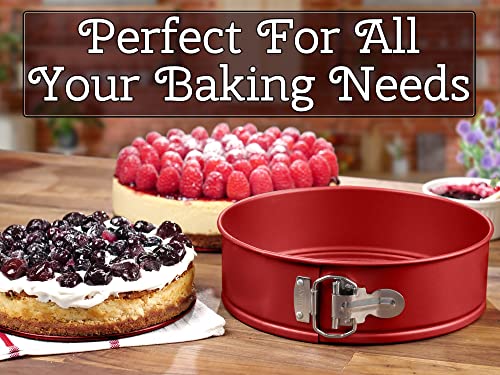 Zulay Premium Springform Pan 9 Inch Nonstick - Cheesecake Pan With Removable Bottom - No Need For Parchment Paper - Spring Form For Baking - Leak-Proof Cake Pan (Red) #TOP1