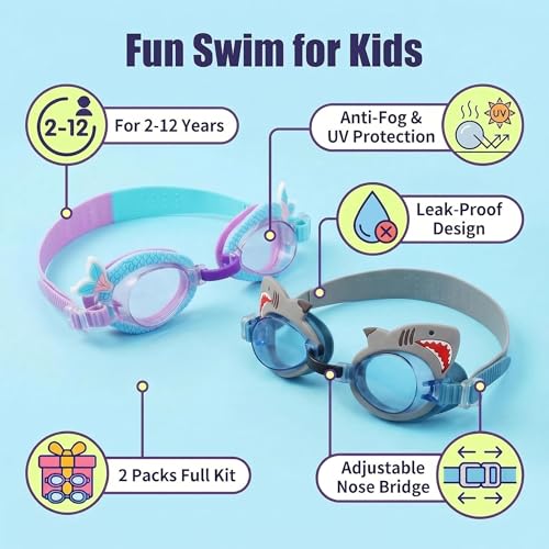 Lunettes de natation pour enfants lot de 2 réglables de 6 à 14 ans