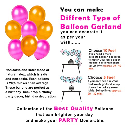 Image of Party Propz Happy Birthday Balloon Garland Decoration- 66Pcs Pack With Happy Birthday Paper Banner, Net Curtains & Pink and Gold Balloons Arch Kit For Girls,Kids, Baby, Wife Bday Decor Items
