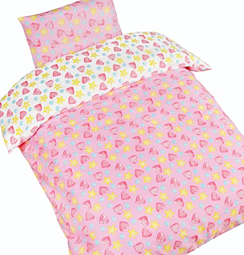 Meju Love Pink Heart 100% Cotton Duvet Cover + Pillowcase Bedding Set With Zipper Closure For Baby Toddler Boys Girls Crib Bed Decoration Gift (Love) #TOP2