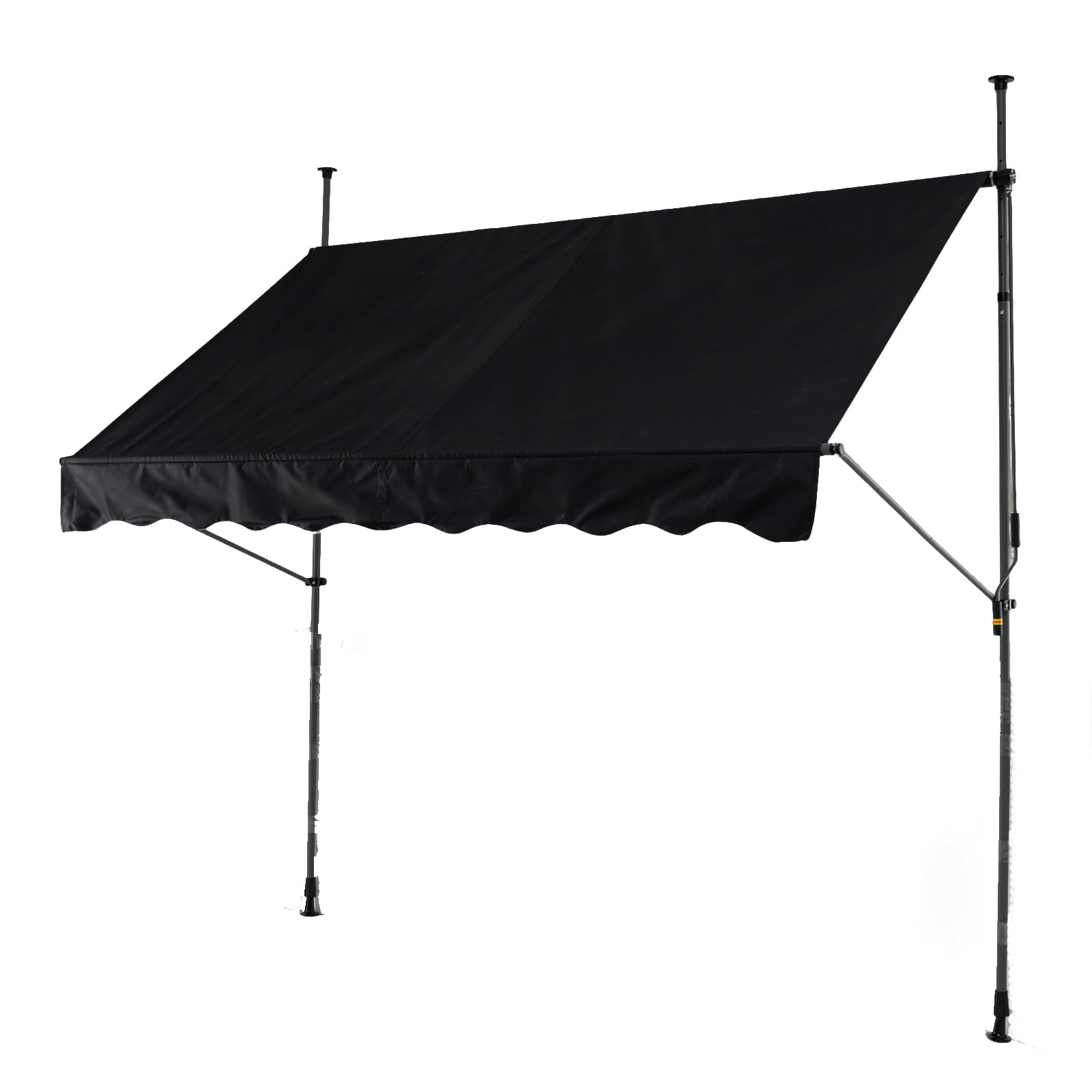 GOPLUS Store Banne Manuel Rétractable, Auvent de Terrasse Réglable en Hauteur, avec Toile de Protection Solaire, Store Banne sans Percage pour Balcon, Patio, Jardin (Noir,2,5x1,8M)