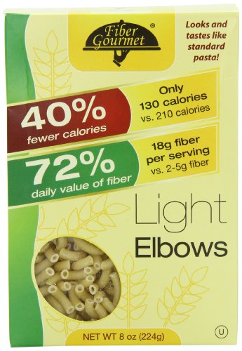 FiberGourmet Light Elbows, 8-Ounce Boxes (Pack of 6) Healthy, Low Calorie, Low Carb, High Protein (8g) 130 Calories per serving, 23 Net Carbs, 18 Grams Fiber, Just 3 SP, Vegan