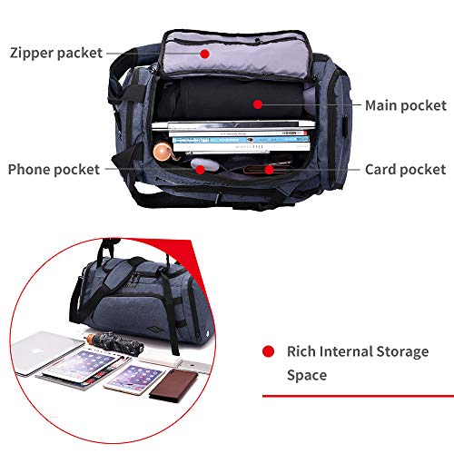 35-40L 3 Way Waterproof Sports Gym Travel Weekender Duffel Bag with Shoe Compartment Overnight Bag (Deep Gray)